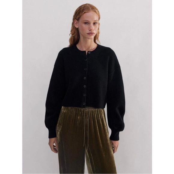 ME+EM Dramatic Sleeve Crop Knit Jacket Cardigan Black 6 - Picture 2 of 6